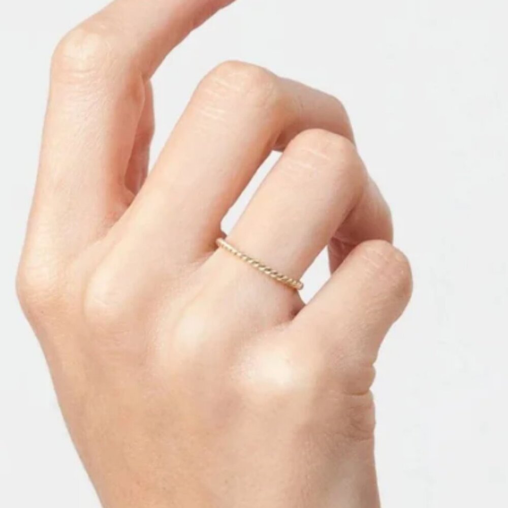Aurate Thick Stackable Twist Ring - Size 5.5 Yellow Gold